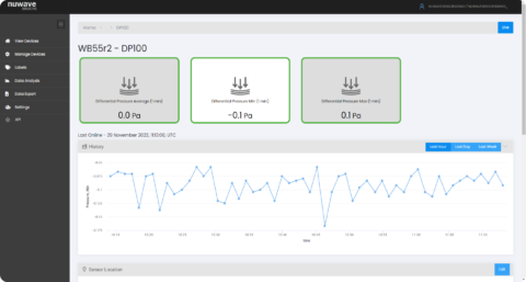 Screenshot of differential pressure data